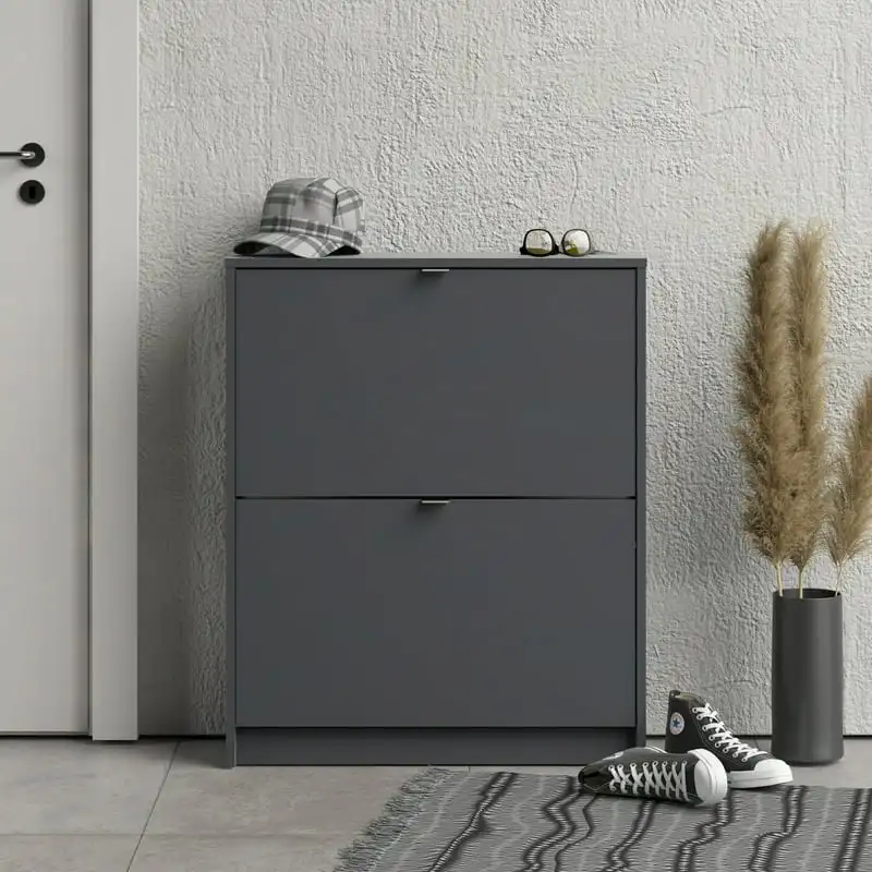 

Free Shipping Bright Collection 2 Drawer Shoe Cabinet, Black Lead color