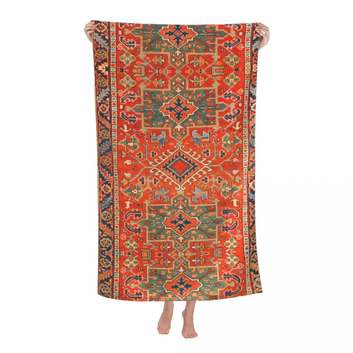

Античный персидский коврик Karadaja, Пляжное банное полотенце из микрофибры, винтажное турецкое этническое полотенце Kilim для путешествий, плав...