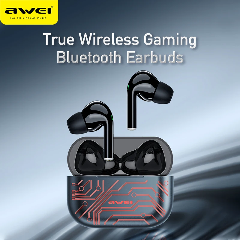 Awei T29 Pro Bluetooth kulaklık RGB oyun TWS kulaklık kulak içi dokunmatik kontrol su geçirmez IP67 tip-C mikrofon ile hızlı şarj