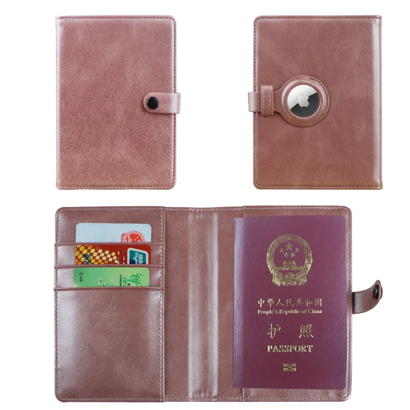 AirTag Passport Holder Genuine Leather Passports Cover Wallet with Multiple Card Holders for Men and Women