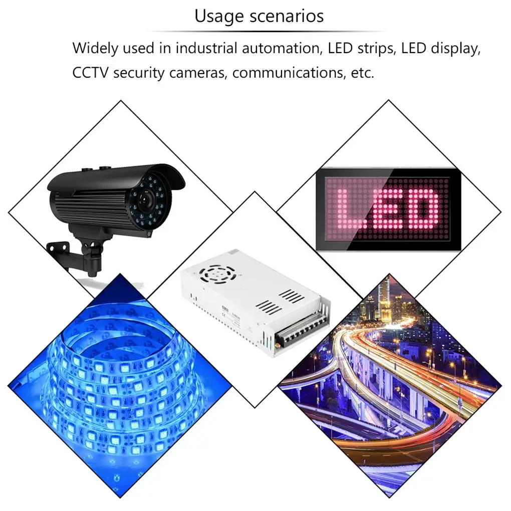 

DC/24V Adapter Anti-skidding Stable Voltage Changer Professional Lightweight Switch Adapter Light Bar Display Screen