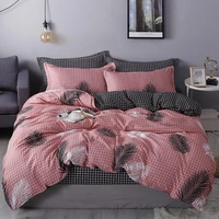 nordic bedding set leaf printed bed linen sheet plaid duvet cover 240x220 single double queen king quilt covers sets bedclothes