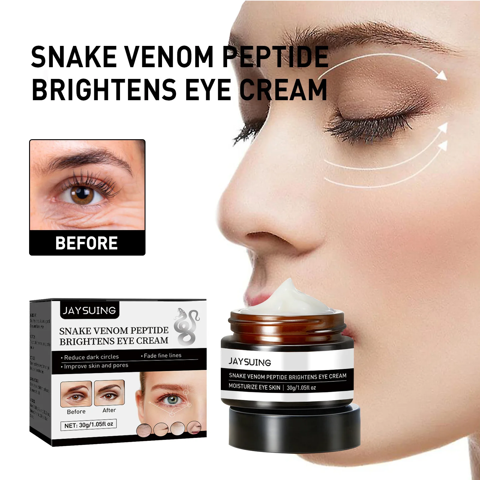 Snake Venom Peptide Brightening Eye Cream Moisturizing and Repairing Eye Dry Lines and Fine Lines Eye Bag Activating Eye Cream