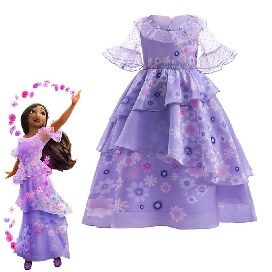 Fancy 2022 Halloween Princess Rapunzel Dress for Little Girls Magical Encanto Mirabel Isabela Cosplay Costumes Child Party Gown