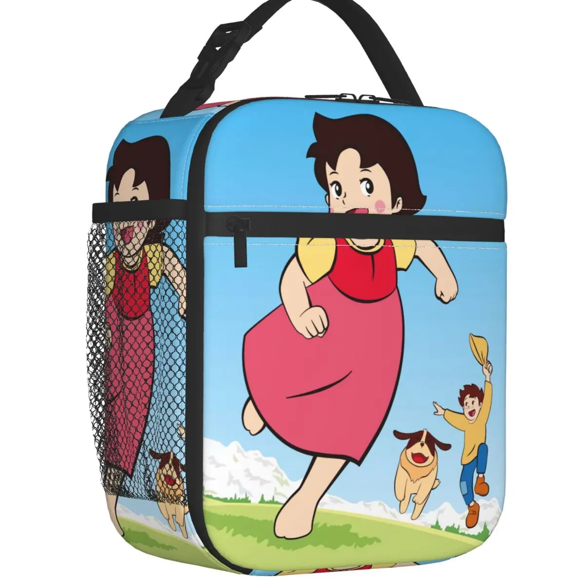 Happy Heidi With Peter Portable Lunch Box Leakproof Cartoon Alps Mountain Cooler Thermal Food Insulated Lunch Bag Office Work