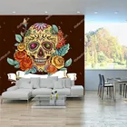 Индивидуальный размер индивидуальный мексиканский череп костяное искусство 3D настенная бумага домашняя роспись бар КТВ снэк-Бар Декор самоклеящаяся настенная бумага