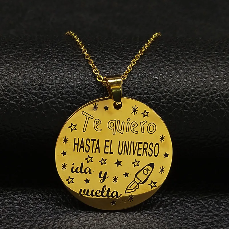 

Fashion Te Quiero HASTA EL UNVERSO ida u vuelta Necklace Stainless Steel Women Necklaces Jewelry Gift collares mujer N1874S07