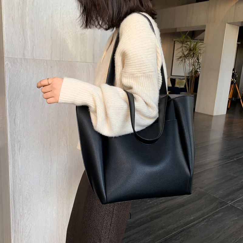 

Большая женская сумка, вместительные сумки на плечо, натуральные дамские сумочки на ремне из высококачественной искусственной кожи