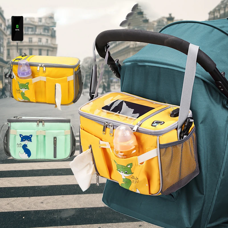 

with USB Interface Diaper Bag for Baby Stroller Bags Organizer Accessories Large Capacity Portable Bottle Nappy Storage Outdoor