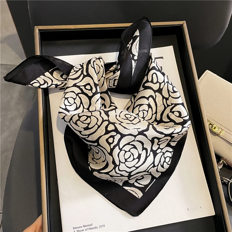 

Design 2022 New 100% Natural Silk Square Scarf Women Luxury Print Headband Hair Hand Wrist Foulard Neck Tie Echarpe Bandana