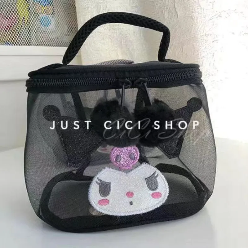 Sanrios Аниме Кукла Kuromi Kawaii Девушка моющаяся косметичка на молнии мультфильм