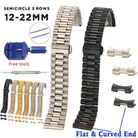 solid stainless steel watch band 12mm 13 14 16 17 18mm 19 20mm 21 22mm replacement watch strap 3rows wristband bracelet w tools
