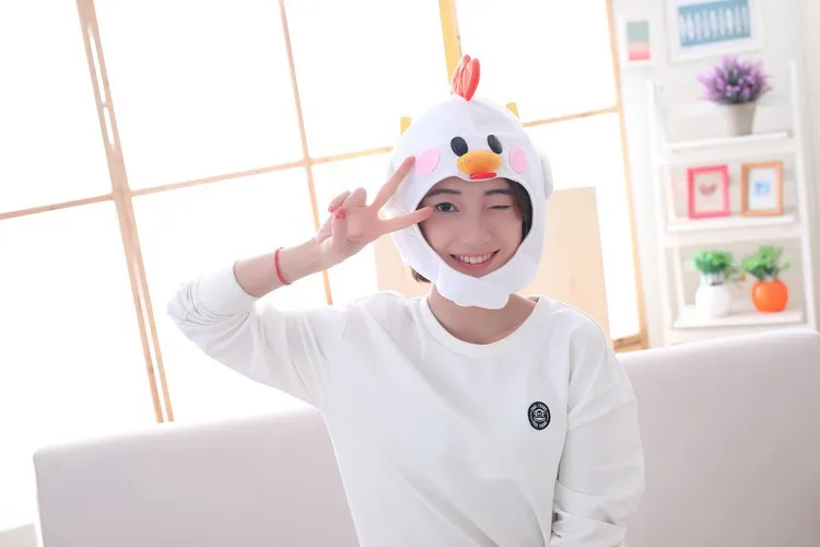 

30cm Cosplay Simulation lovely chick chicken Cartoon headgear photo performance props Stuffed Plush Toys costume party girl gift