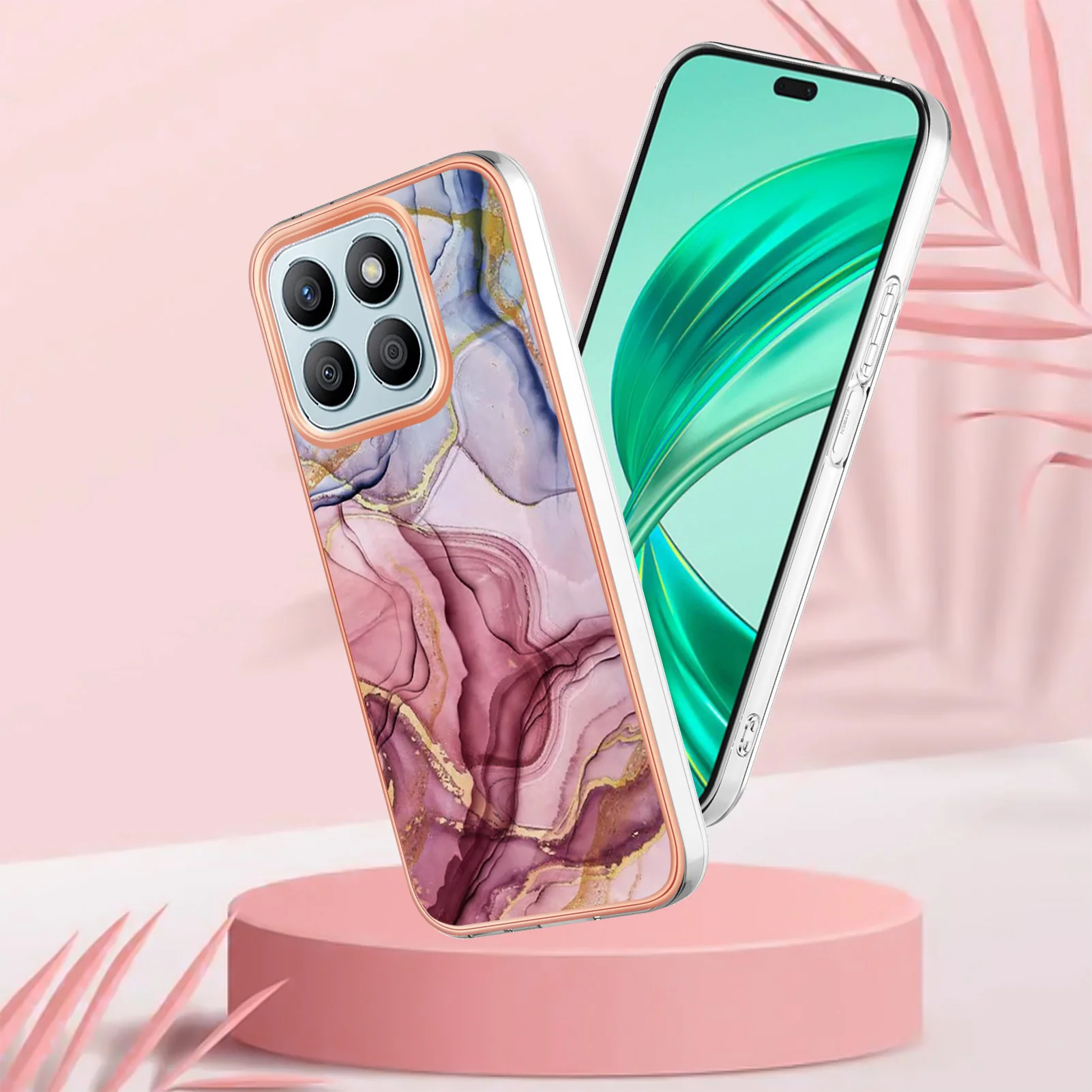 Чехол с покрытием для Huawei Honor X8b мраморный мягкий силиконовый защитный Роскошный