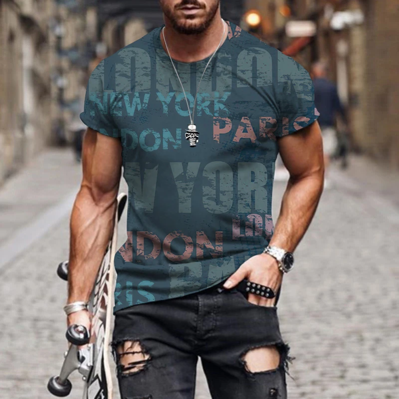 

Summer Newcomer T-Shirt Fashion Casual Round Neck Short Sleeve Harajuku Hip Hop Trend T-Shirt Men's Retro T-Shirt Street Fashion