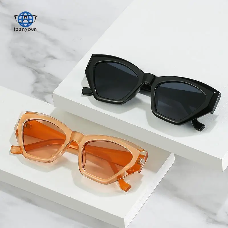 

Teenyoun 2022 New Cat Eye Luxury Brand Punk Water Chestnut Ins Modern Retro Cat Eye Ink Female Sunglasses Sun Glasses