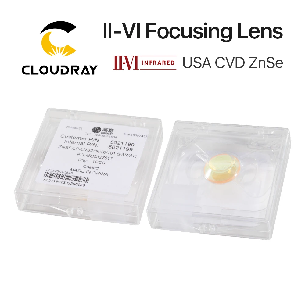 Фокусная линза Cloudray II-VI ZnSe диаметром 19 05 мм 20 FL 50 8-101 6 2-4 "для CO2 лазерного