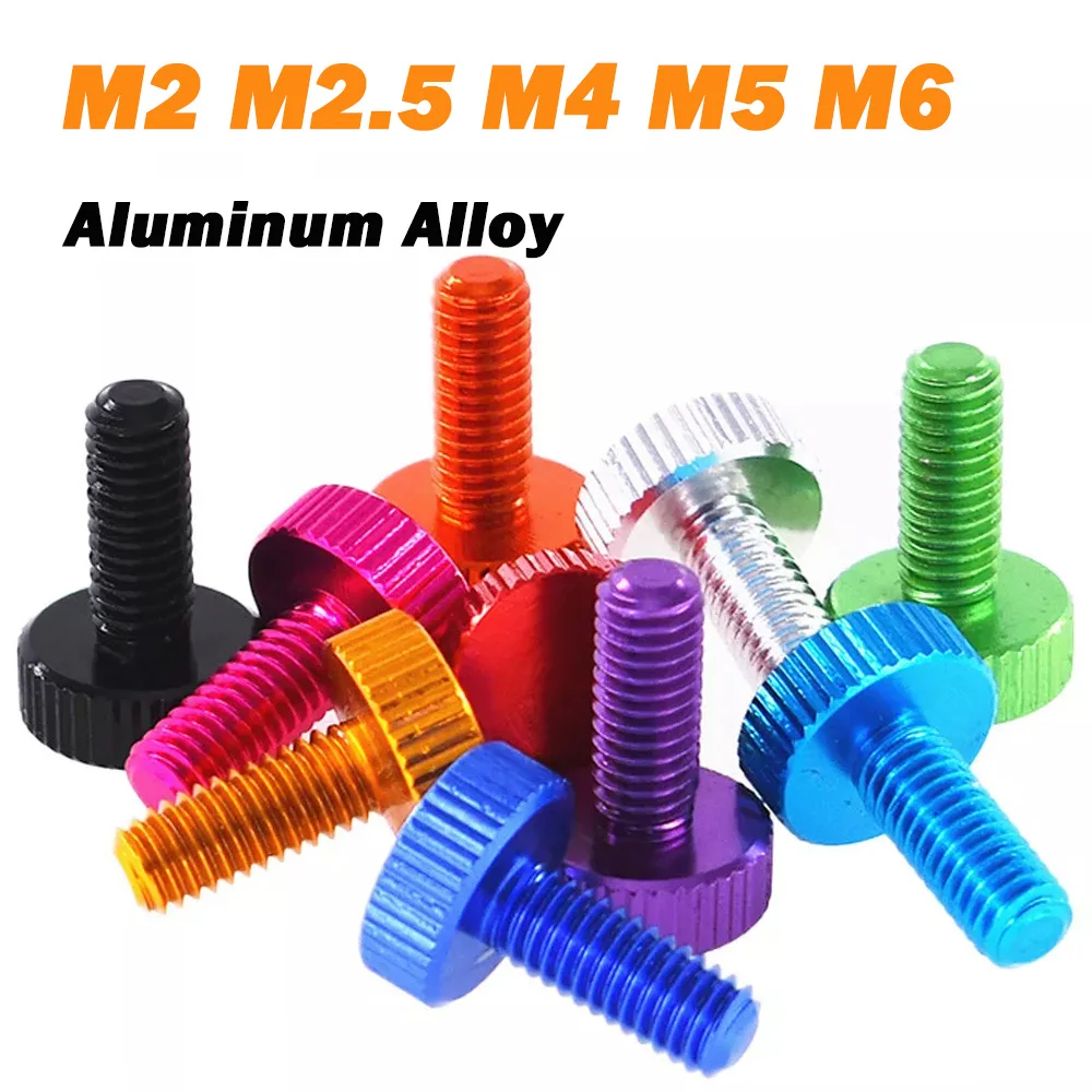 

5 шт. винт с накатанной головкой M2 M2.5 M4 M5 M6 Длина резьбы 4-25 мм Алюминиевый сплав Ручная затяжка Болты с ручкой Плоские винты с накатанной головкой