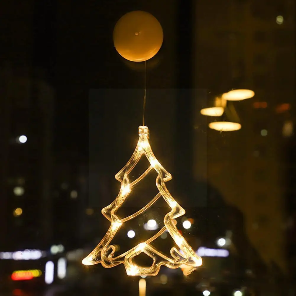 

1 Pcs Christmas Sucker Lamp Led Lights Bell Snowman Star Holiday Window Decoration Battery Powered Hanging Lamp For Home De X3h7