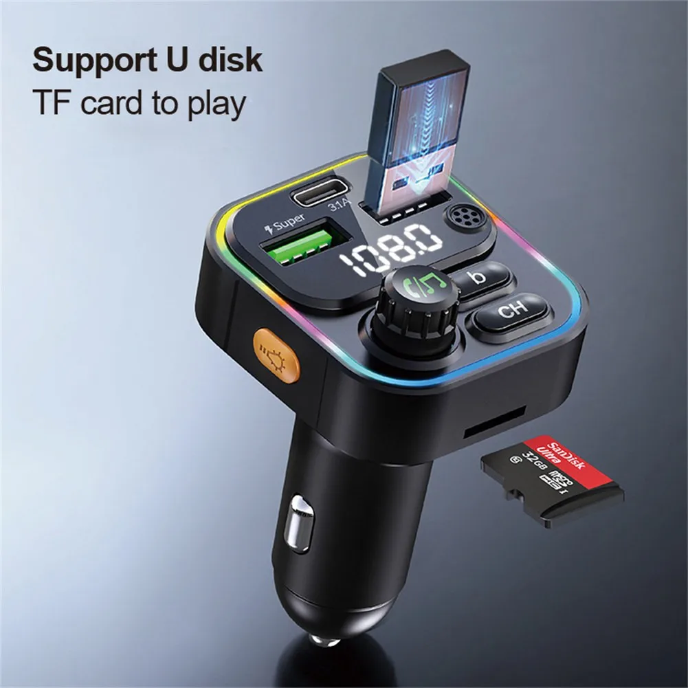 

Car FM Transmitter Bluetooth 5.0 MP3 Player Audio Receiver USB Super Charge 4.5A Dual USB Car Charger FM Modulator Transmiter
