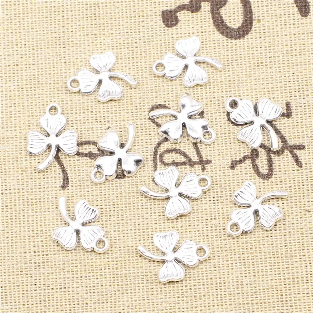 

Clover Handmade Charm Pendant For Necklace Home Decor Crafts 13X17mm Antique Silver Color 20 Pieces