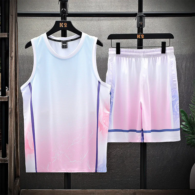 

Summer Basket Ball Uniform Suit Ball Uniform Pure Cotton Training Vest Shorts Ice Silk Quick-Drying Suit for Men