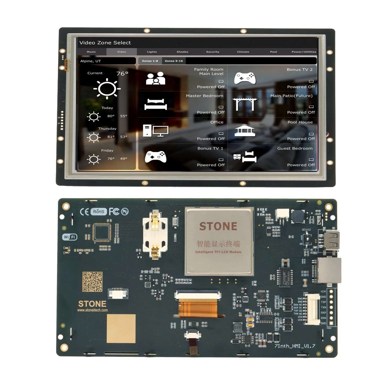SCBRHMI - 7'' Full-color HMI Intelligent LCD Resistive Touch Display Module Easy To Operate for Basic Programmers