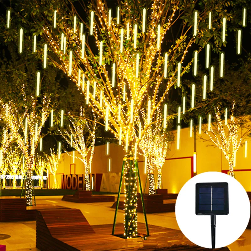 

Christmas Meteor Shower LED String Lights Holiday Lighting Decor Garden Party Decorations Rain Drop Falling Solar Outdoor Light