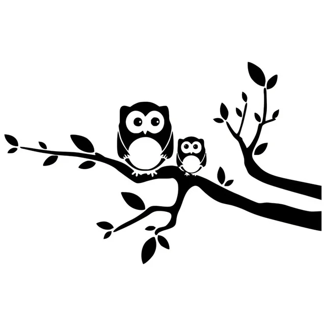 

10.9cm*17.1cm Owl Baby Mother Bird Tree Branch Vinyl Stickers Decals Black/Silver