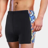 men swimming trunks inside drawstring breathable boxer briefs men skinny high elasticity side print bathing shorts for vacation