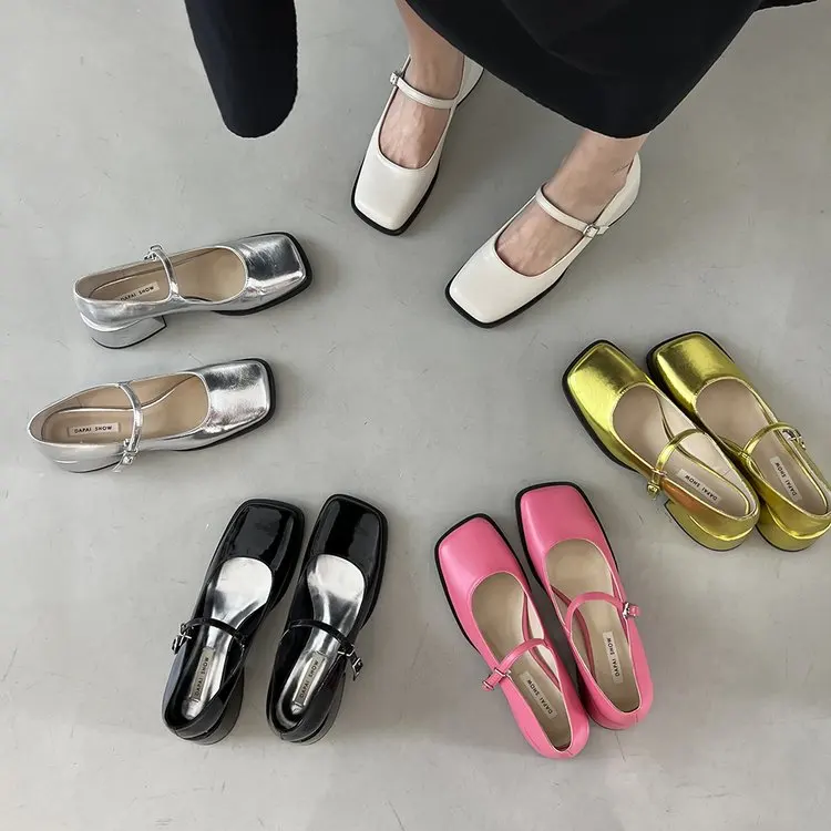 

Spring 2023 new one-line buckle Mary Jane shoes for women's platform and thick soles for college casual students