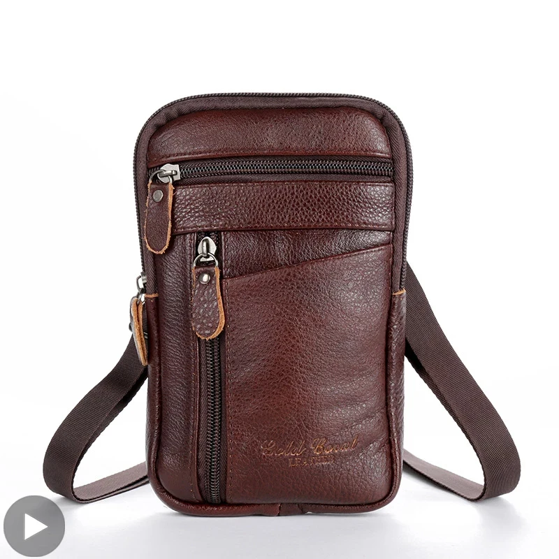 

Cross Shoulder Genuine Leather Bag Husband Handbag For Men Belt Pouch Waist Fanny Pack Male Bum Kangaroo Hip Sack Belly Banana