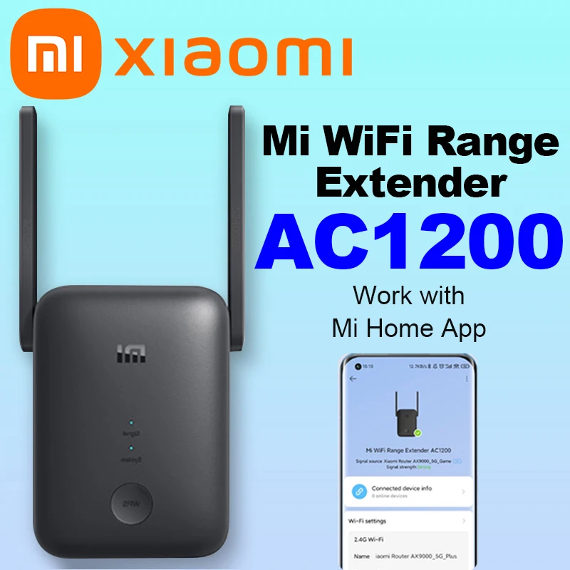 

Xiaomi New Global Version Mi WiFi Range Extender AC1200 2.4GHz 5GHz Band 1167Mbps Ethernet Port Amplifier Signal Router Xiomi