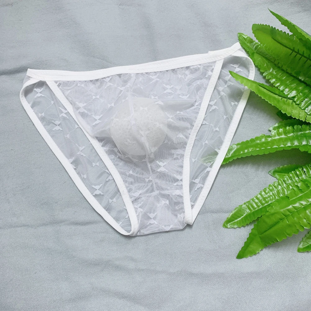 

Sexy Men Ultra Thin Ice Silk Transparent Briefs Low Waist Underpants Breathable Skin-friendly Quick-Drying Panties Lingerie