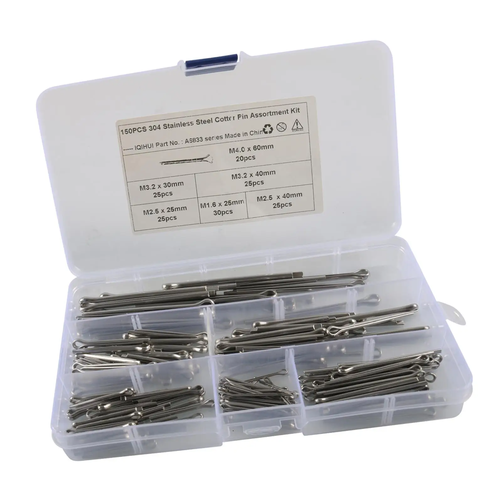 150 Pieces 6 Sizes Cotter Pins, Positioning Pin M1.5 Shape Straight Hairpins for Trucks Small Engine Repair