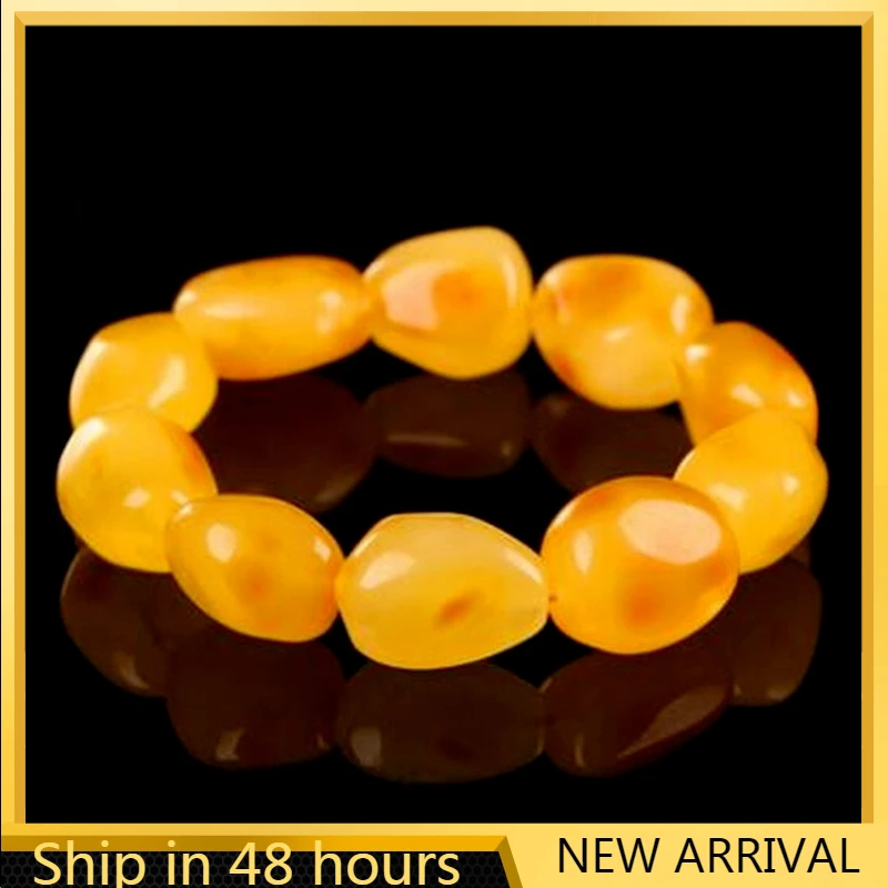

Natural Raw Mineral Beeswax Bracelet Amber Bracelet Men and Women Beeswax Original Stone Bracelet with Fashion Bracelet