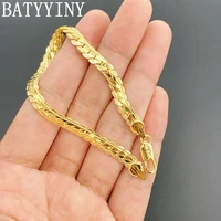 batyyiny 8 inch 18k gold bracelet 5mm sideways chain bracelet for woman men fashion wedding engagement jewelry gifts