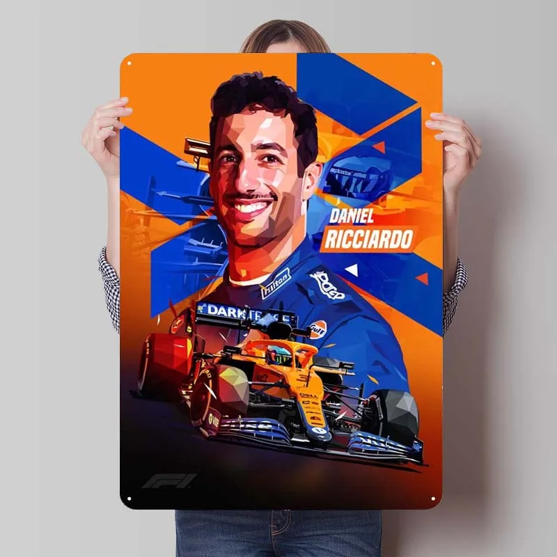 Даниэль Риккардо низкий поли металлический знак Спортивный постер кофе бар