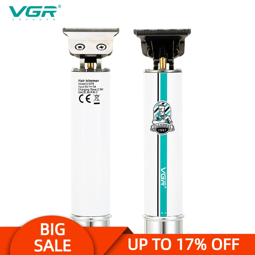 Машинка для стрижки волос VGR 079, профессиональная перезаряжаемая машинка для личной гигиены, винтажные гравировальные ножницы T9, триммер с USB-разъемом, Парикмахерская V079