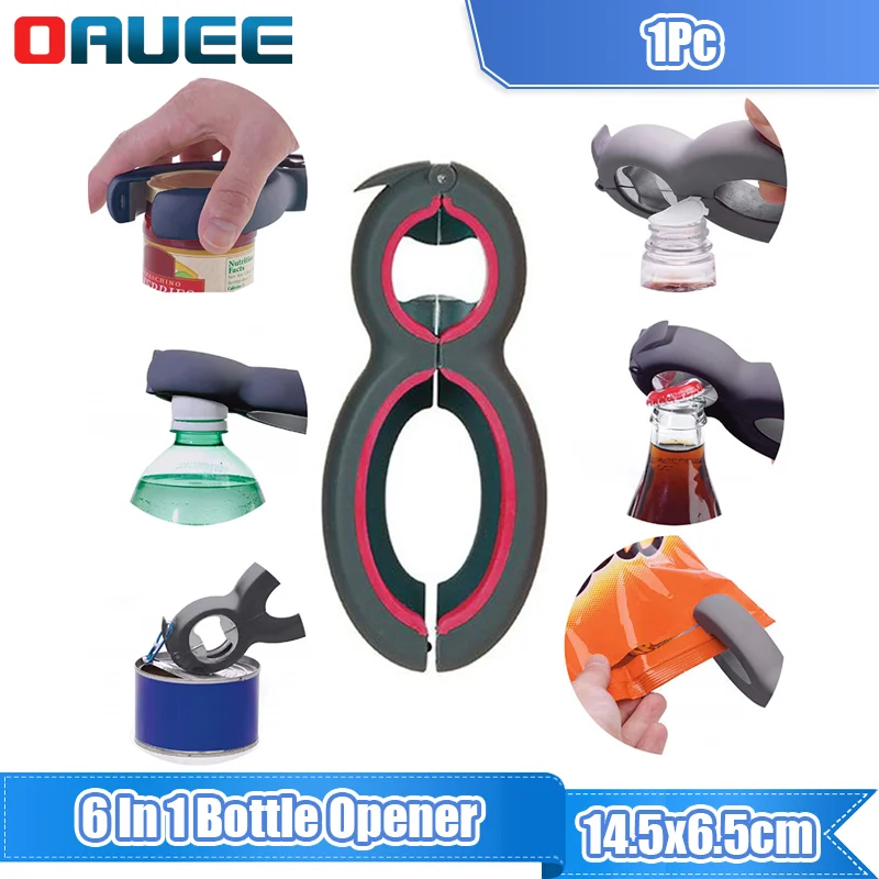 

6 In 1 Opener Claw Multi Function Twist Bottle Opener All In One Jar 8 Shaped Gripper Can Wine Beer Lid Twist Off Jar Opener