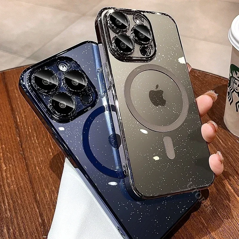 Новый Модный Блестящий Магнитный чехол Magsafe для iPhone 15 14 13 12 11 Pro Max Plus Жесткий