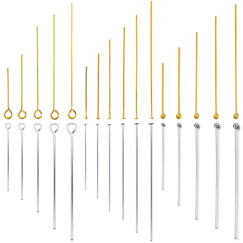 Плоские Шпильки с шариковой головкой из нержавеющей стали, золотистые и Серебристые Шпильки 15-70 мм для изготовления ювелирных изделий своими руками, аксессуары, 50-100 шт./упаковка
