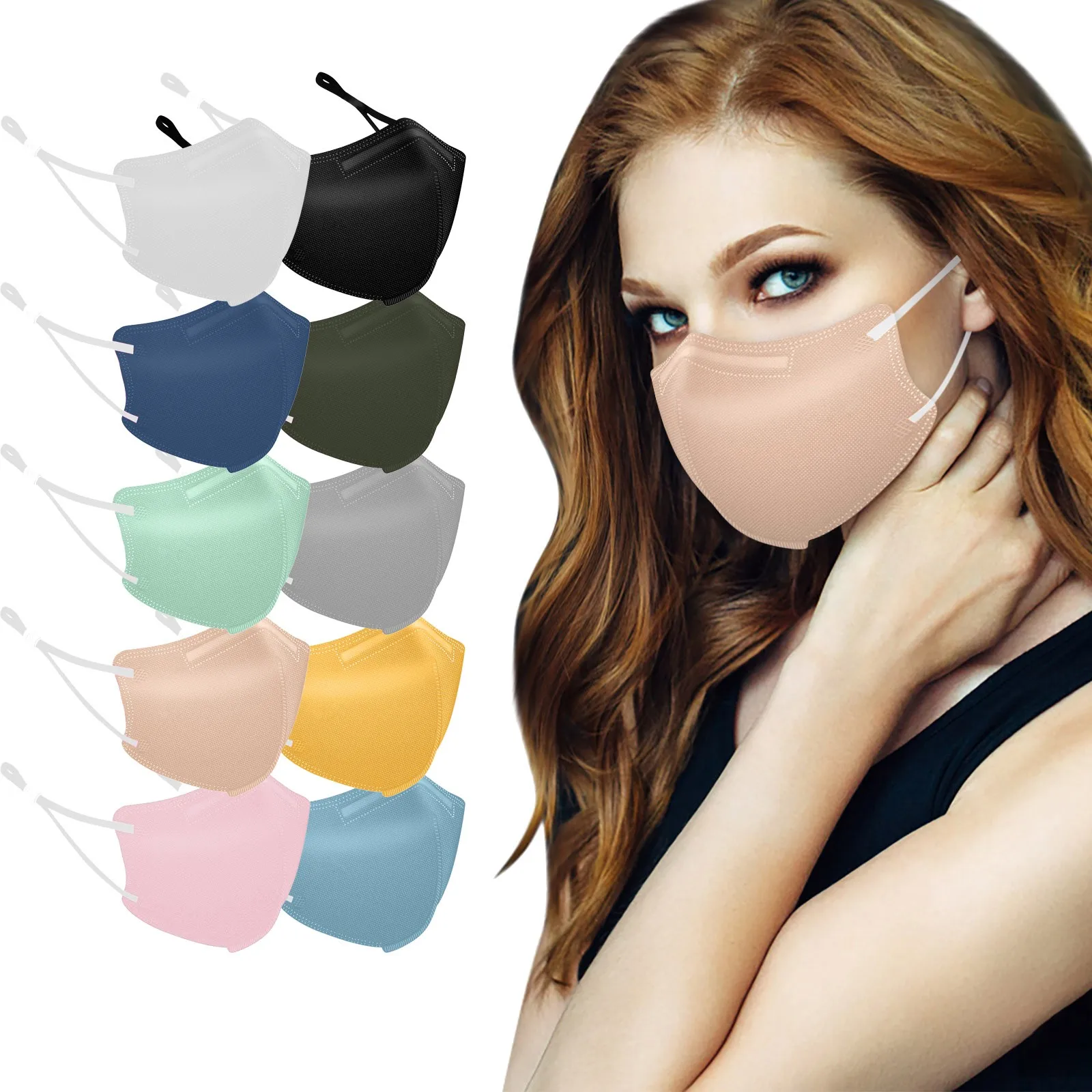 

10pcs 5-ply Disposable Face masks Soild Colour For Spring Summer 3d Facemasks With Nose Wire For Adult Adjustable Earloop Bandag