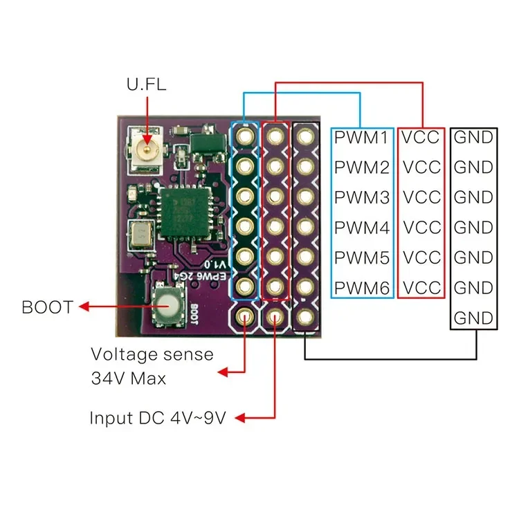 HappyModel ExpressLRS ELRS EPW6 TCXO 2 4 ГГц 6CH PWM приемник EPW5 Модернизированный для