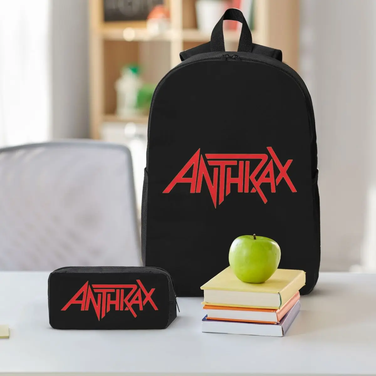 Рюкзак с логотипом музыкальной группы Anthrax, сумка для книг для мальчиков и девочек, школьная сумка, сумки на плечо для компьютера, 3 шт., изолированная сумка для обеда, пенал (art.: 3920da64a82c8) - 3920da64a82c8