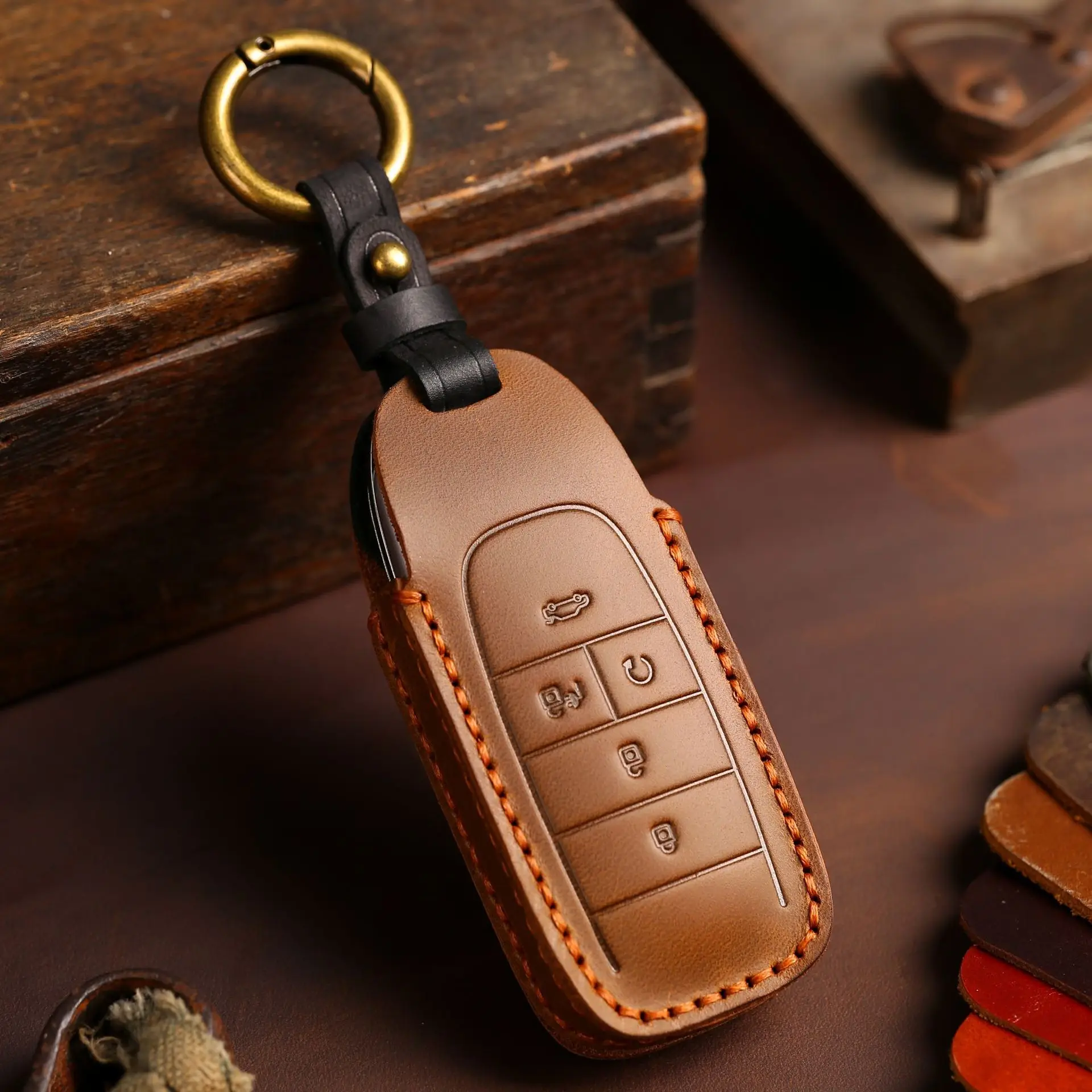 

Leather Car Key Case Cover Fob Holder for Aian S V Charm 630 Lx Female Ia5 Legend Aions Keyring Protection Shell Acessories
