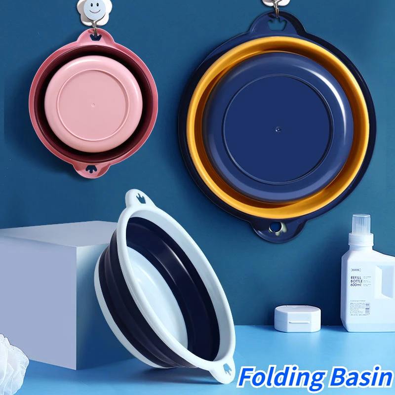 

Portable Foldable Laundry Basin Plastic Travel Folding Wash Basin Safe Durable Foldable Wash Basin Bathroom Household Supplies