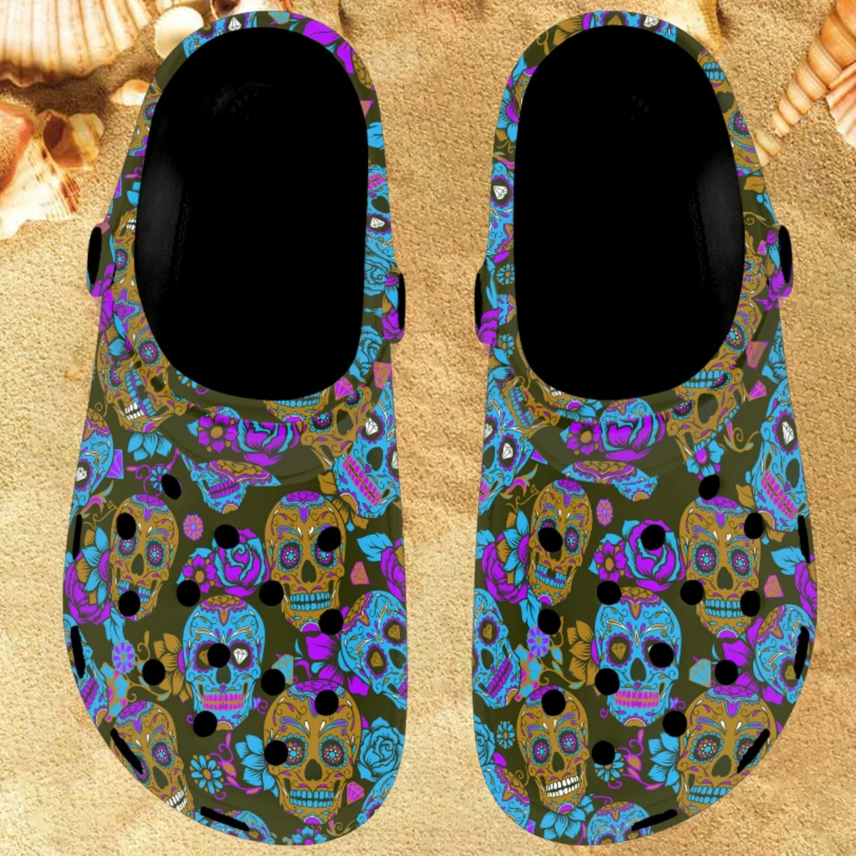 

Nopersonality Floral Skull Print Women's Summer Sandals Classic Adult Slippers Relaxed Breathable Sandalias De Mujer Office
