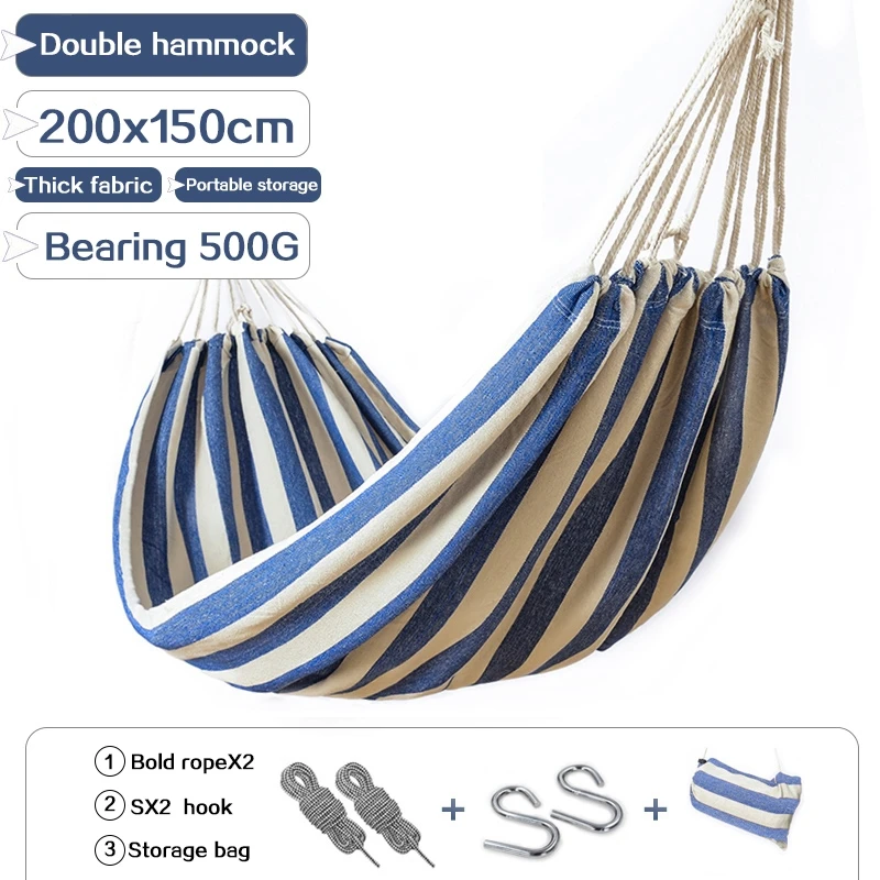 

Double Large Hammock Wide Thick Canvas 450 Lbs Portable Outdoor Travel Camping Garden Swing Hanging Lazy Chair Hammocks