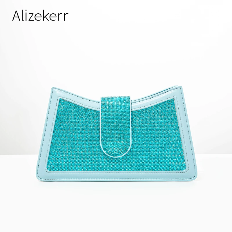 

Fashionable Plaid Diamonds Shoulder Bag Women New Designer Elegant Korean Shiny Crystal Purses And Handbags Ladies Top Quality